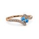 3 - Eleni Blue Topaz with Side Diamonds Bypass Ring 