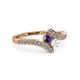 3 - Eleni Iolite and White Sapphire with Side Diamonds Bypass Ring 