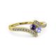 3 - Eleni Iolite and Tanzanite with Side Diamonds Bypass Ring 