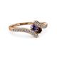 3 - Eleni Iolite and Red Garnet with Side Diamonds Bypass Ring 