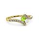 3 - Eleni Peridot and White Sapphire with Side Diamonds Bypass Ring 