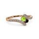 3 - Eleni Peridot and Black Diamond with Side Diamonds Bypass Ring 