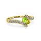 3 - Eleni Peridot and Yellow Diamond with Side Diamonds Bypass Ring 