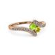 3 - Eleni Peridot and Yellow Diamond with Side Diamonds Bypass Ring 