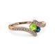 3 - Eleni Peridot and Blue Diamond with Side Diamonds Bypass Ring 