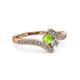 3 - Eleni Peridot and Diamond with Side Diamonds Bypass Ring 