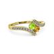 3 - Eleni Peridot and Citrine with Side Diamonds Bypass Ring 