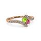 3 - Eleni Peridot and Rhodolite Garnet with Side Diamonds Bypass Ring 