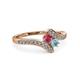 3 - Eleni Rhodolite Garnet and Aquamarine with Side Diamonds Bypass Ring 