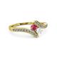 3 - Eleni Rhodolite Garnet and White Sapphire with Side Diamonds Bypass Ring 