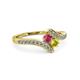 3 - Eleni Rhodolite Garnet and Yellow Diamond with Side Diamonds Bypass Ring 