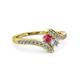 3 - Eleni Rhodolite Garnet and Diamond with Side Diamonds Bypass Ring 