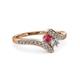 3 - Eleni Rhodolite Garnet and Diamond with Side Diamonds Bypass Ring 