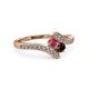 3 - Eleni Rhodolite and Red Garnet with Side Diamonds Bypass Ring 