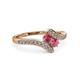 3 - Eleni Rhodolite Garnet with Side Diamonds Bypass Ring 