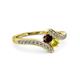 3 - Eleni Red Garnet and Yellow Diamond with Side Diamonds Bypass Ring 