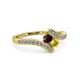 3 - Eleni Red Garnet and Yellow Sapphire with Side Diamonds Bypass Ring 