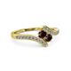 3 - Eleni Red Garnet with Side Diamonds Bypass Ring 