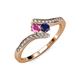 4 - Eleni Pink and Blue Sapphire with Side Diamonds Bypass Ring 