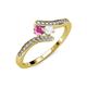 4 - Eleni Pink and White Sapphire with Side Diamonds Bypass Ring 