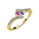 4 - Eleni Pink Sapphire and Tanzanite with Side Diamonds Bypass Ring 