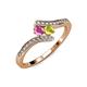 4 - Eleni Pink Sapphire and Yellow Diamond with Side Diamonds Bypass Ring 