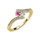 4 - Eleni Pink Sapphire and Diamond with Side Diamonds Bypass Ring 