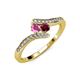 4 - Eleni Pink Sapphire and Ruby with Side Diamonds Bypass Ring 