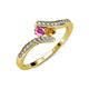 4 - Eleni Pink Sapphire and Citrine with Side Diamonds Bypass Ring 