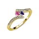 4 - Eleni Pink Sapphire and Iolite with Side Diamonds Bypass Ring 