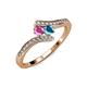 4 - Eleni Pink Sapphire and London Blue Topaz with Side Diamonds Bypass Ring 