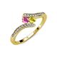 4 - Eleni Pink and Yellow Sapphire with Side Diamonds Bypass Ring 