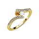 4 - Eleni Citrine and White Sapphire with Side Diamonds Bypass Ring 