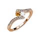 4 - Eleni Citrine and White Sapphire with Side Diamonds Bypass Ring 