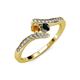 4 - Eleni Citrine and Black Diamond with Side Diamonds Bypass Ring 