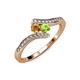 4 - Eleni Citrine and Peridot with Side Diamonds Bypass Ring 