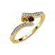 4 - Eleni Citrine and Red Garnet with Side Diamonds Bypass Ring 