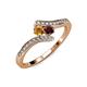 4 - Eleni Citrine and Red Garnet with Side Diamonds Bypass Ring 