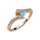 4 - Eleni Citrine and Blue Topaz with Side Diamonds Bypass Ring 