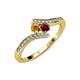 4 - Eleni Citrine and Ruby with Side Diamonds Bypass Ring 