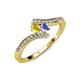 4 - Eleni Yellow Sapphire and Tanzanite with Side Diamonds Bypass Ring 
