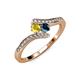 4 - Eleni Yellow Sapphire and Blue Diamond with Side Diamonds Bypass Ring 