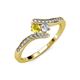 4 - Eleni Yellow Sapphire and Diamond with Side Diamonds Bypass Ring 
