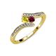 4 - Eleni Yellow Sapphire and Ruby with Side Diamonds Bypass Ring 