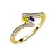 4 - Eleni Yellow Sapphire and Iolite with Side Diamonds Bypass Ring 