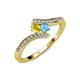 4 - Eleni Yellow Sapphire and Blue Topaz with Side Diamonds Bypass Ring 