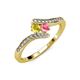 4 - Eleni Yellow Sapphire and Pink Tourmaline with Side Diamonds Bypass Ring 