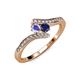 4 - Eleni Tanzanite and Blue Sapphire with Side Diamonds Bypass Ring 