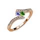 4 - Eleni Tanzanite and Green Garnet with Side Diamonds Bypass Ring 