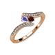 4 - Eleni Tanzanite and Red Garnet with Side Diamonds Bypass Ring 